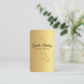 Massagetherapeut Navy Blue Gold QR Code Monogram Visitekaartje (Staand voorkant)