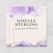 Massagetherapeut Paarse Waterverf QR-code Vierkante Visitekaartje (Voorkant)