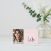 Massagetherapeut QR Code Blush Pink Foto Visitekaartje (Staand voorkant)