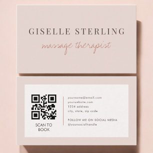 Massagetherapeut QR-code Blush Roze  Visitekaartje