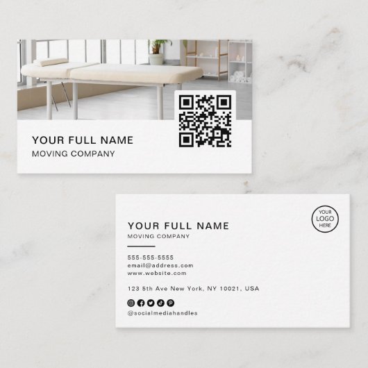 Massagetherapeut QR Code Logo Social Media Visitekaartje (Voorkant / Achterkant)