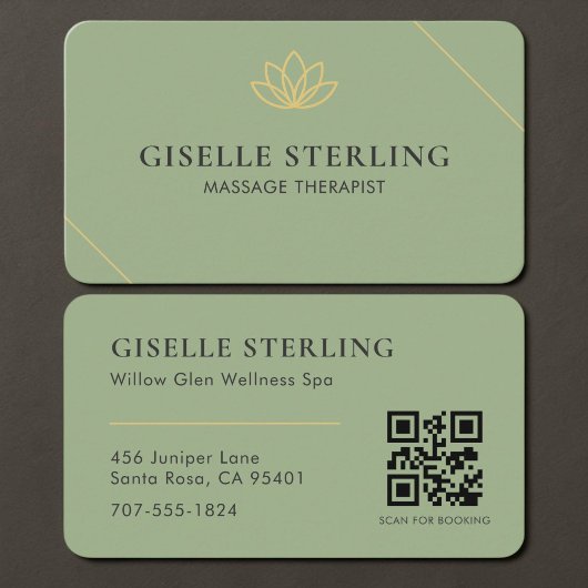 Massagetherapeut QR-code Sage Groen Visitekaartje