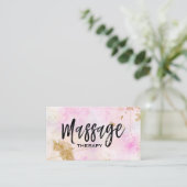 ** Massagetherapeut Trendy Grunge Gold Pink Visitekaartje (Staand voorkant)