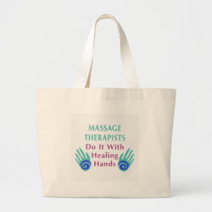 Massagetherapeuten doen het met helende handen grote tote bag
