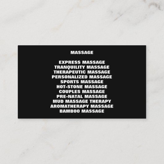 Massagetherapie #2 visitekaartje (Achterkant)