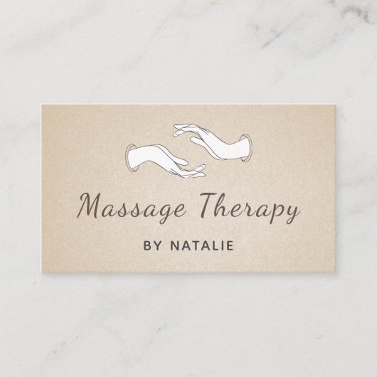 Massagetherapie Boho Script Moderne Healing Hands Visitekaartje (Voorkant)