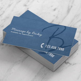Massagetherapie Elegant Script Navy Blue Visitekaartje