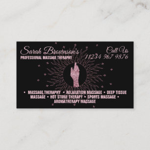 Massagetherapie Glitter Schrift Genezende Handen  Visitekaartje