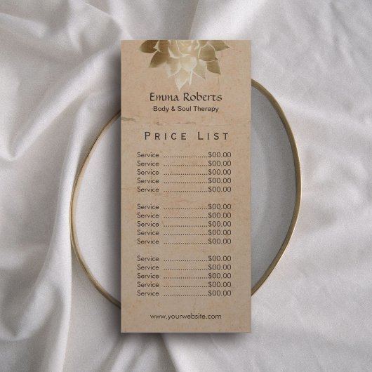  massagetherapie Gold Lotus Price List Reclamekaart