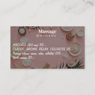 Massagetherapie Handen botanische sanitaire spa Visitekaartje