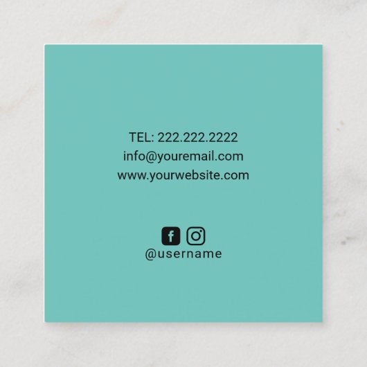 Massagetherapie Handen en roze Lotusventilator Vierkante Visitekaartje (Achterkant)