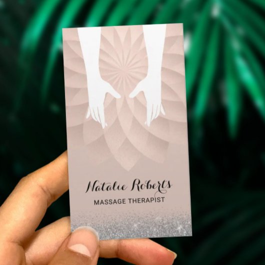 Massagetherapie Handen Geometrische wervelkolom Visitekaartje