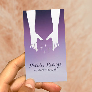Massagetherapie Handen Paarse Ombre Visitekaartje