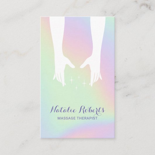 Massagetherapie Hands Spa Holographic Visitekaartje (Voorkant)
