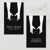 Massagetherapie Hands Wellness Plain Black Visitekaartje (Voorkant / Achterkant)