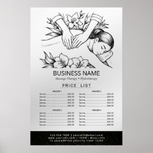 Massagetherapie Healing Hand Energy Spa Prijslijst Poster