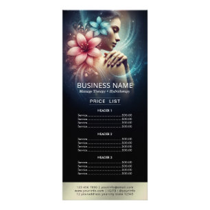 Massagetherapie Healing Hand Energy Spa Prijslijst Reclamekaart