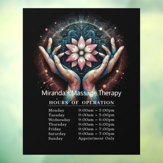 Massagetherapie Healing Hands Energie Openingsuren Raamsticker (Vel 3)