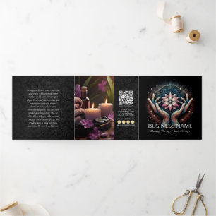 Massagetherapie Healing Hands Energy Spa Trifold Drieluik Kaart