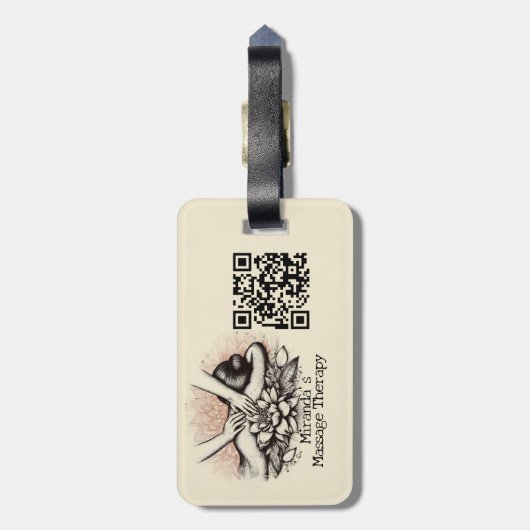 Massagetherapie Healing Hands Energy Spa Wellness Bagagelabel (Achterkant verticaal)