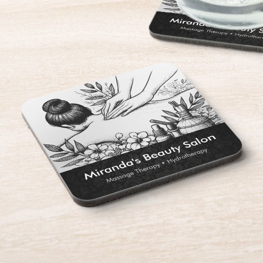 Massagetherapie Healing Hands Energy Spa Wellness Bier Onderzetter (Linkerzijde)