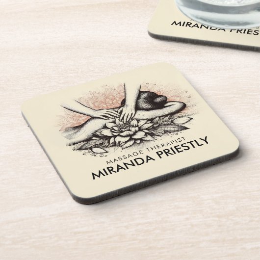 Massagetherapie Healing Hands Energy Spa Wellness Bier Onderzetter (Linkerzijde)