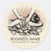 Massagetherapie Healing Hands Energy Spa Wellness Ronde Sticker (Voorkant)
