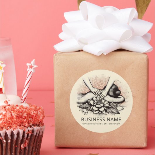 Massagetherapie Healing Hands Energy Spa Wellness Ronde Sticker (Feest)