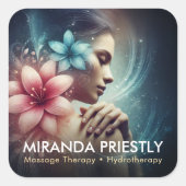 Massagetherapie Healing Hands Energy Spa Wellness Vierkante Sticker (Voorkant)