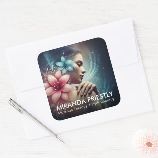 Massagetherapie Healing Hands Energy Spa Wellness Vierkante Sticker (Envelop)