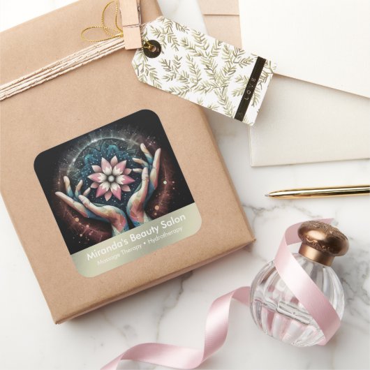 Massagetherapie Healing Hands Energy Spa Wellness Vierkante Sticker (Geschenken)