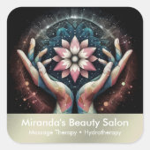Massagetherapie Healing Hands Energy Spa Wellness Vierkante Sticker (Voorkant)
