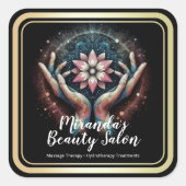 Massagetherapie Healing Hands Energy Spa Wellness Vierkante Sticker (Voorkant)