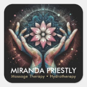 Massagetherapie Healing Hands Energy Spa Wellness Vierkante Sticker (Voorkant)