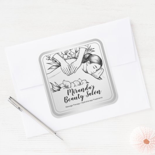 Massagetherapie Healing Hands Energy Spa Wellness Vierkante Sticker (Envelop)