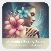 Massagetherapie Healing Hands Energy Spa Wellness Vierkante Sticker (Voorkant)