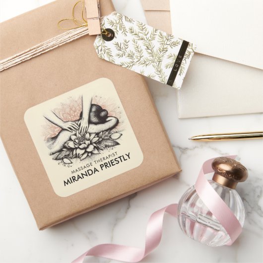 Massagetherapie Healing Hands Energy Spa Wellness Vierkante Sticker (Geschenken)