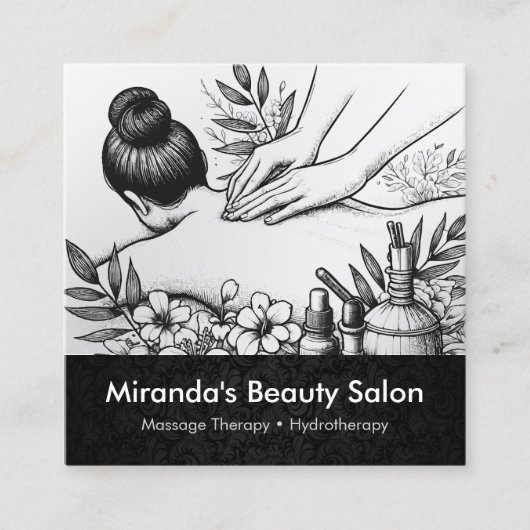 Massagetherapie Healing Hands Energy Spa Wellness Vierkante Visitekaartje (Voorkant)