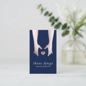 Massagetherapie - Healing Hands & Heart Navy Blue Visitekaartje (Staand voorkant)
