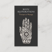 Massagetherapie Henna Lotus Tattoo Hand 4 Visitekaartje (Voorkant)