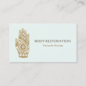Massagetherapie Logo Henna Lotus Tattoo Hand 5 Visitekaartje (Voorkant)