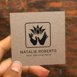 Massagetherapie Lotus Healing Handen Kraft Vierkante Visitekaartje
