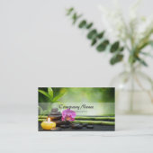 Massagetherapie met Bamboe Candle Stone Orchid Spa Visitekaartje (Staand voorkant)