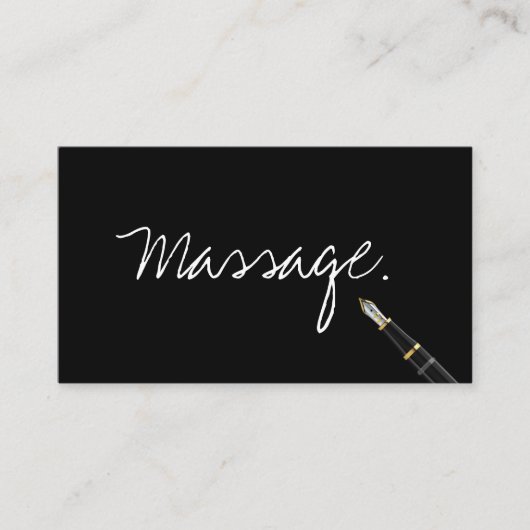 Massagetherapie minimalistisch handgeschreven scri visitekaartje (Voorkant)