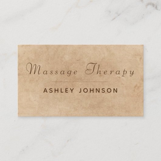 Massagetherapie Modern Script Boho Paper Texture Visitekaartje (Voorkant)