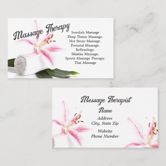 Massagetherapie/orchidee Visitekaartje (Voorkant / Achterkant)