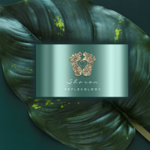 Massagetherapie Reflexology Blauwgroen Gold Glitte Visitekaartje