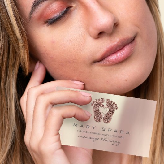 Massagetherapie Reflexology Feet Pink Rose Gold Visitekaartje