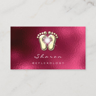 Massagetherapie Reflexology Therapy Gold Burgundy Visitekaartje