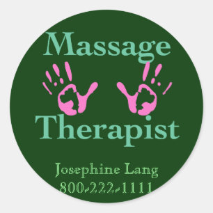 Massagetherapie: roze handbediende Prints Ronde Sticker